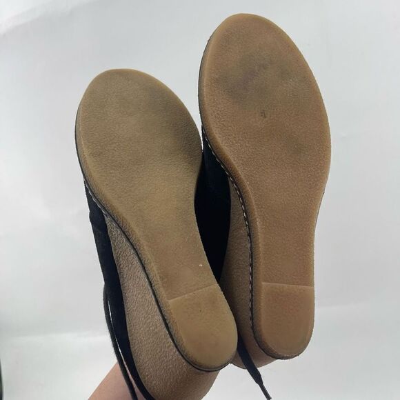 J. Crew Womens Ankle Boots Booties Suede Lace Up Wedge 2.5" Heels Black Size 9 - Picture 8 of 15